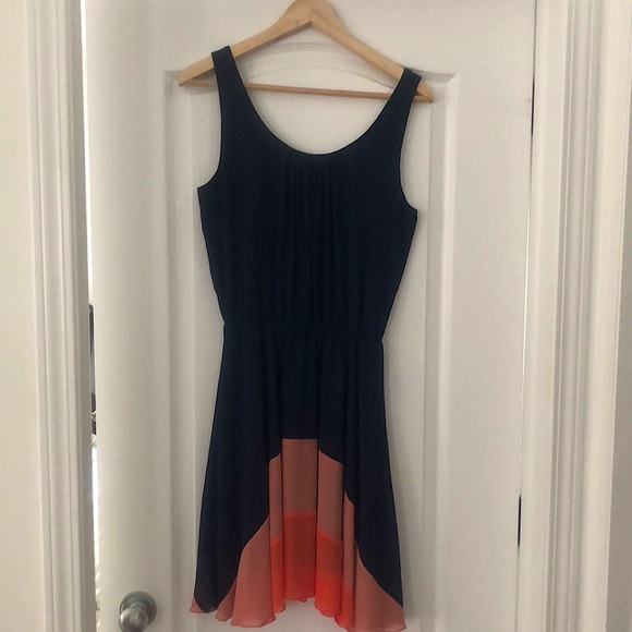 Navy color block, lined dress - Picture 1 of 1